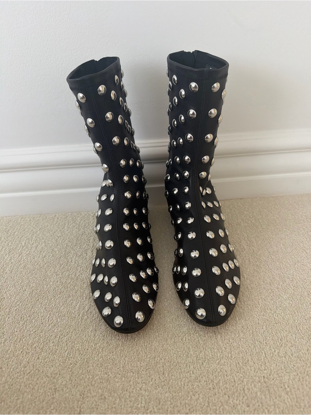 Khaite Studded leather ankle boots
.5 inch heel.